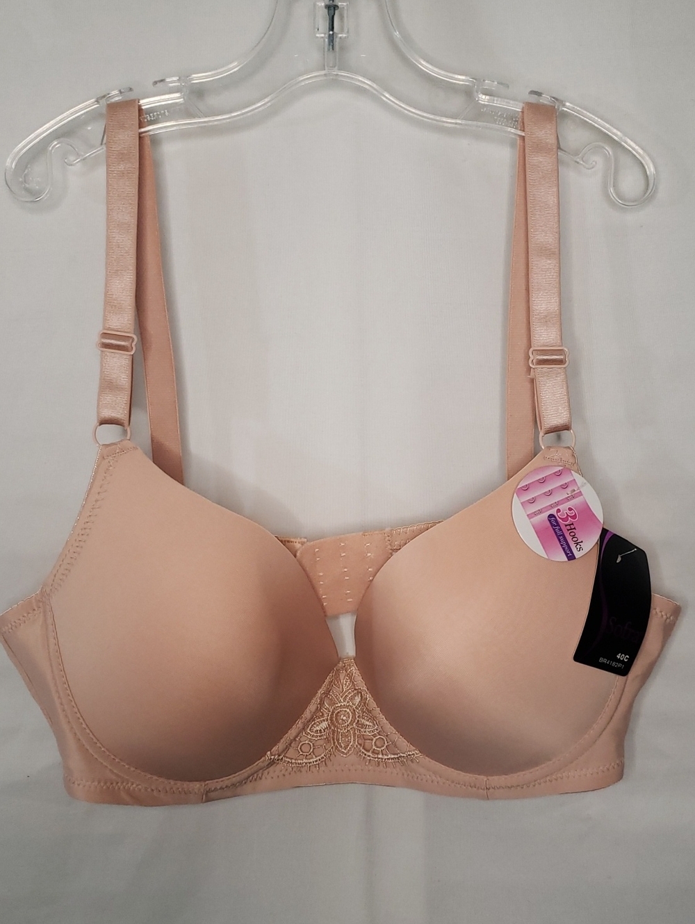 Sofra Smooth Nude T-Shirt Bra with Lace Accent, 40C